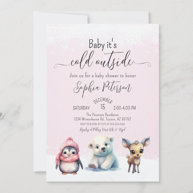 Invitación Beber de invierno de animales curados (Anverso)