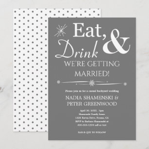 Invitación Beber gris se casa con Boda asual