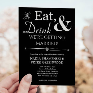 Invitación Beber negro para casarse con Boda del patio traser