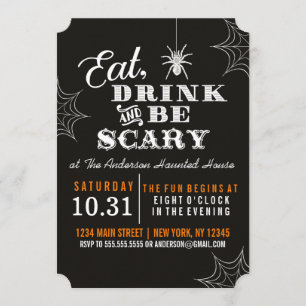 Invitación Beber negro y tener miedo en la fiesta de Hallowee