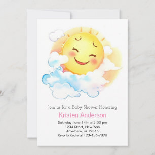 Invitación Beber niña con sol en flor