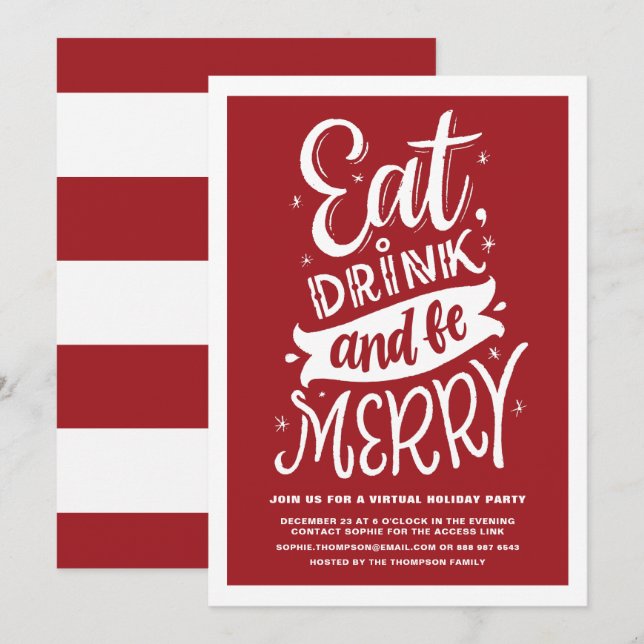 Invitación Beber rojo y ser Fiesta de Navidades virtuales de  (Anverso / Reverso)