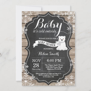 Invitación Beber su frío fuera del Baby Shower del oso polar
