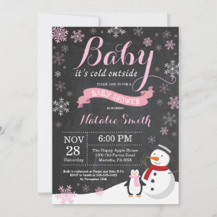 Invitación Beber su frío fuera del Chica de invierno Baby Sho