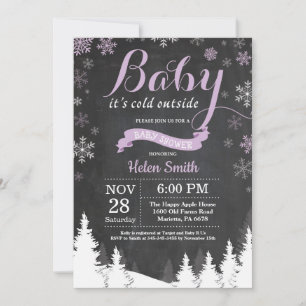 Invitación Beber su frío fuera del invierno Baby Shower morad