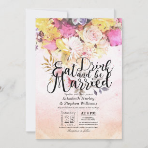 Invitación Beber y casarse Boda de las flores acuáticas
