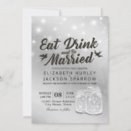 Invitación Beber y casarse Boda Mason Jars Lights