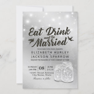 Invitación Beber y casarse Boda Mason Jars Lights