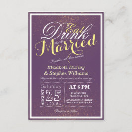 Invitación Beber y casarse Moda Purpurina de oro morado