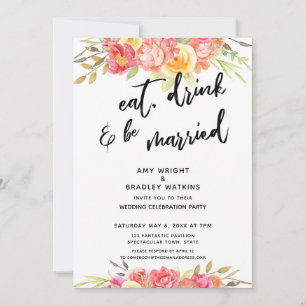 Invitación Beber y estar casada con una boda floral