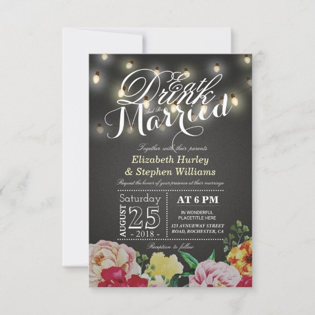 Invitación Beber y estar casada Moda ligera de cuerda (Anverso)