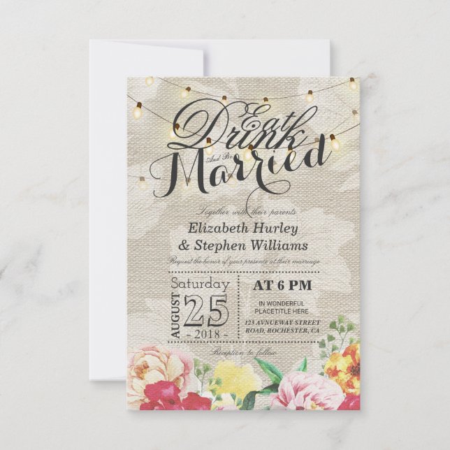 Invitación Beber y estar casada Moda ligera de cuerda (Anverso)