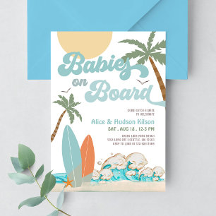 Invitación Bebés a bordo Sprinkle Surf Surfing Baby Shower