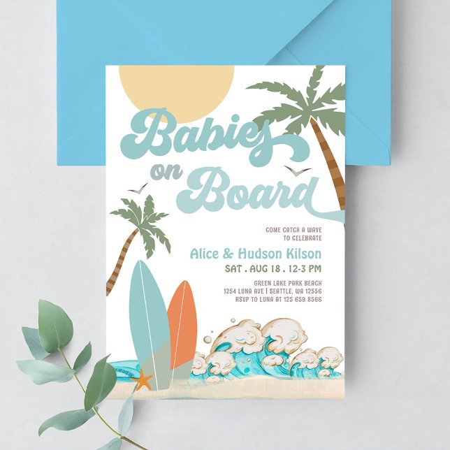 Invitación Bebés a bordo Sprinkle Surf Surfing Baby Shower (Subido por el creador)