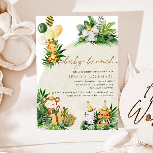 Invitación Bebés Animales divertidos Fiesta de Safari de la j