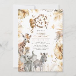 Invitación Bebés Animales Selva Safari Cute Divertido Cumplea