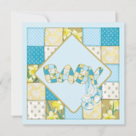 Invitación Bebés azules y Baby Shower de la pila de parches