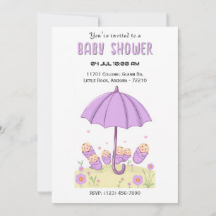 Invitación Bebés bajo el paraguas - Encantador Baby Shower