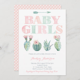 Invitación Bebés Chicas gemelas Ducha o Espolvorear el tema d
