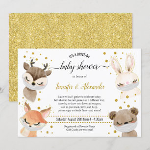 Invitación Bebés con máscaras manejadas por Baby Shower