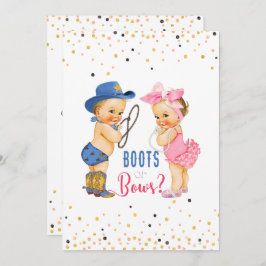 Invitación Bebés Cutes Boots O Bows Revelación De Género