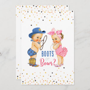 Invitación Bebés Cutes Boots O Bows Revelación De Género