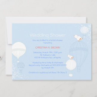 Invitación Bebés de aire Ducha de novia azul