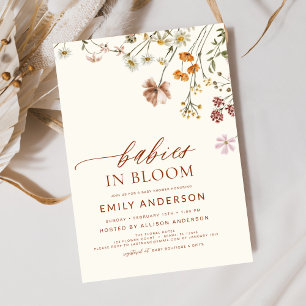 Invitación Bebés de flores silvestres gemelos en Baby Shower 