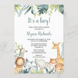 Invitación Bebés de Safari. Es una ducha de vegetación para n