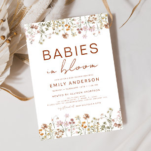 Invitación Bebés en Baby Shower de flores silvestres de los g