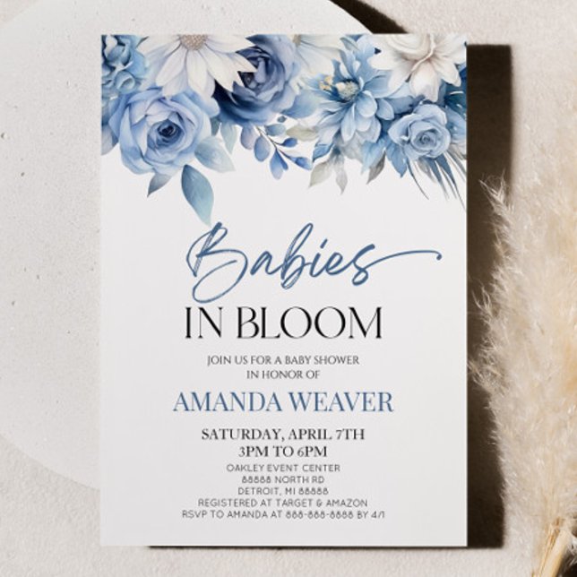 Invitación Bebés En Bloom Floral Azul Multiples Baby Shower (Subido por el creador)