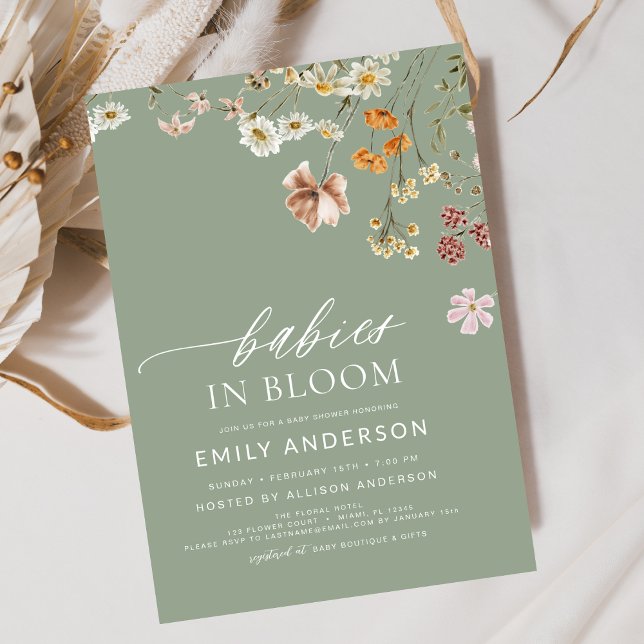 Invitación Bebés en el florecimiento de los gemelos Wildflowe (Subido por el creador)