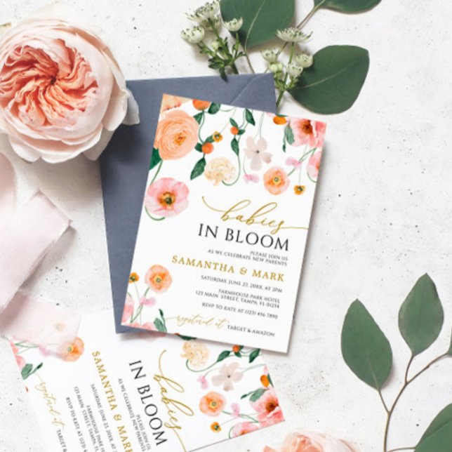 Invitación Bebés en flor de cachorros flameron gemelos Baby S (Subido por el creador)