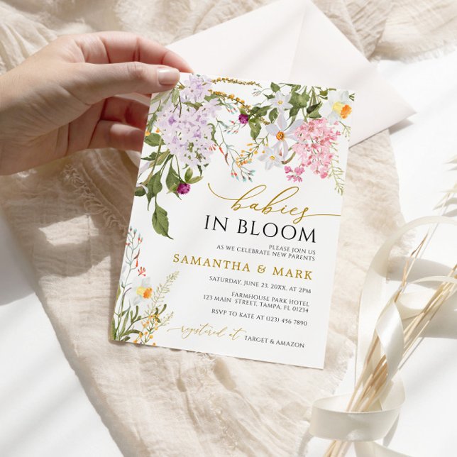 Invitación Bebés en flor silvestre duchas gemelas (Subido por el creador)