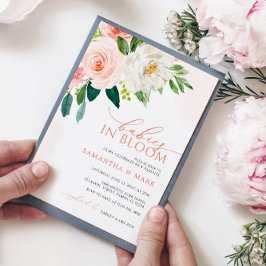 Invitación Bebés en Rubor Bloom Gemelos rosados Baby Shower