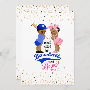 Invitación Bebés étnicos Béisbol o Vacas Revelan Género