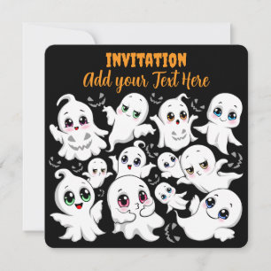 Invitación Bebés Fantasmas Espeluznante Lindo Ambiente de Hal
