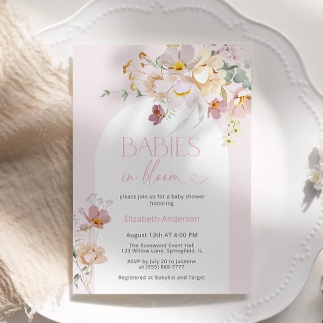Invitación Bebés florales rosados de Rubor en un Baby Shower  (Subido por el creador)