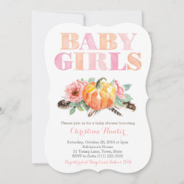 Invitación Bebés gemelos Chicas Calabaza de espíritu libre Ba