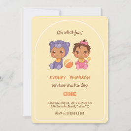 Invitación Bebés gemelos primer Chica de cumpleaños oso amari