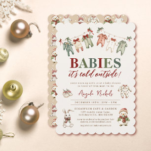 Invitación Bebés lindo hace frío fuera del Baby Shower gemelo