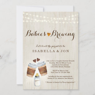 Invitación Bebés preparando café Tea Twins Pareja Baby Shower