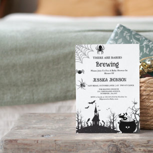 Invitación Bebés que preparan gemelos Halloween Bebé negro du