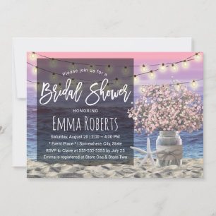 Invitación Bebés rosados Breath Jar Beach Starfish Bridal Sho
