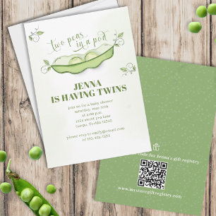 Invitación Bebés verdes y pequeños gemelos botánicos de dos g