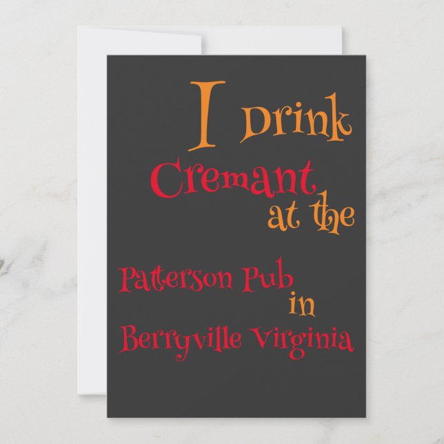 Invitación Bebí crema en el Patterson Pub (Anverso)