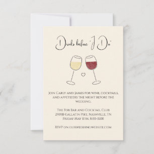 Invitación Bebida Antes De Hacer El Ensayo Boda De Vino Rojo 