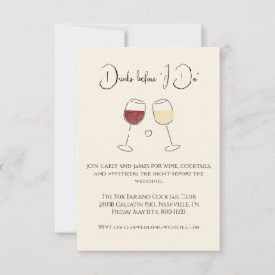 Invitación Bebida Antes De Hacer Ensayo De Boda De Vino Blanc