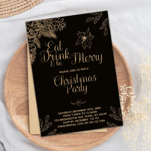Invitación Bebida artística sé feliz fiesta navideña invitaci
