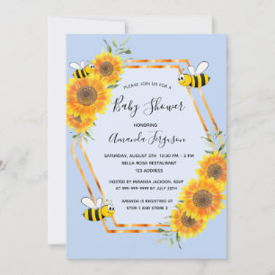 Invitación Bebida azul girasol bebé ducha